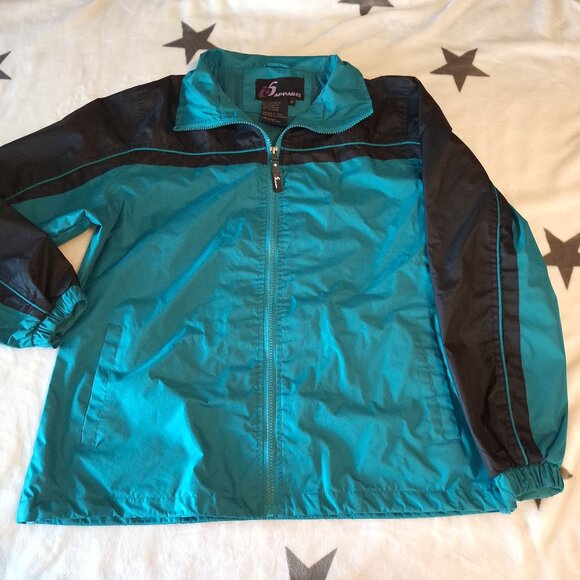 I5 Apparel Men's Size M Lightweight Windbreaker Rain Jacket Teal Black Full Zip - Picture 1 of 12